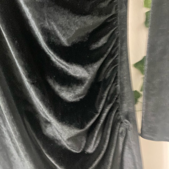 Womens Wrap V Neck Long Sleeve Velvet Bodycon Ruched Cocktail Party Wedding - Picture 3 of 5